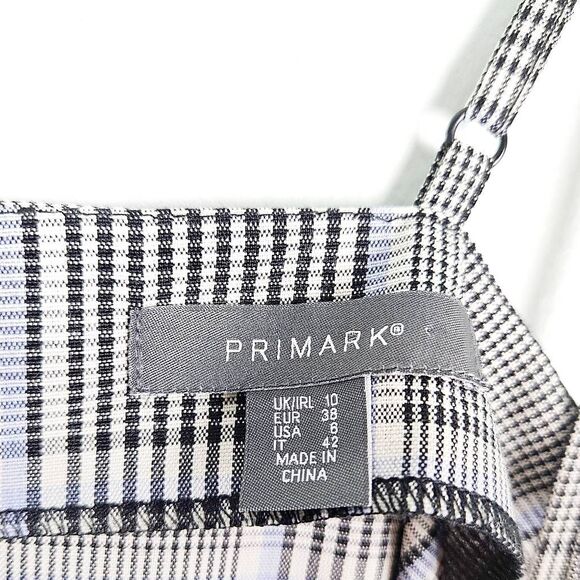 PRIMARK Gray Blue Plaid Tartan Buckled 90's Inspired Retro Mini Dress Size: 10 - Picture 4 of 9